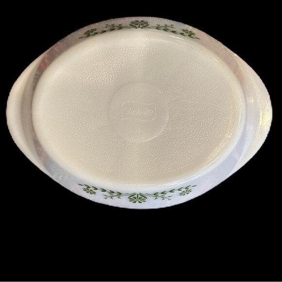 Vintage Glasbake Divide Bakeware Casserole Dish White&Green‎ Flower Pattern - Picture 5 of 13